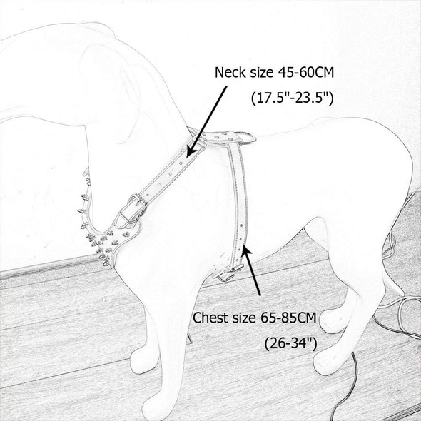 Spiked Studded Pu Leather Dog Harness Collar Set For Large Breed Pit Bull Bully Husky Terrier (Studs Pink, M)