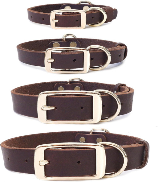 Leather Dog Collar,Soft Sturdy Dog Collar,Heavy Duty Dog Collar,Suitable For Dog Collars For Small Dogs, Medium Dogs, Large Dogs, Extra Large Dogs(Xl:1.2”Wide For 18-24 Neck-Brown)