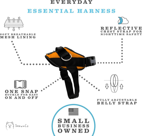 Shawnco Sunset Orange Essential Harness With Midnight Leash & Collar Set (Large)
