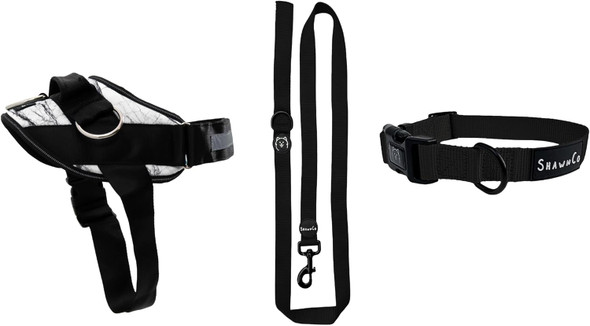 Shawnco Essential Harness, Leash & Collar Set (White Marble, Xl)