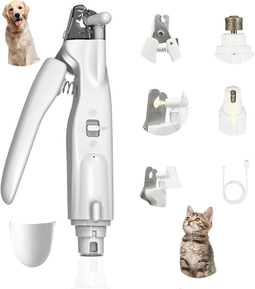 2-In-1 Rechargeable Dog Nail Trimmers Pet Nail Clippers & Grinder With 2 Led Light For Large, Medium, Small Dogs & Cats,Nail Grinder Quiet Sharp With Transparent Nail Storage Box