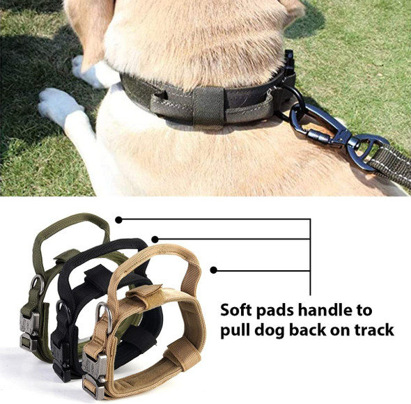 Tactical Dog Collar Set, Adjustable Tactical Dog Collar And Leash Set Combo With Handle And Metal Buckle For Medium Large Dogs Daily Training And Walks, Army Green, X-Large