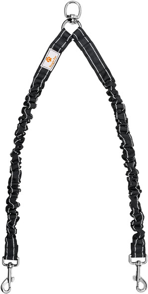 2 Dog Leash, 360° Swivel No Tangle Double Dog Walking & Training Leash, Comfortable Shock Absorbing Reflective Bungee Lead Walk 2 Dogs With Ease