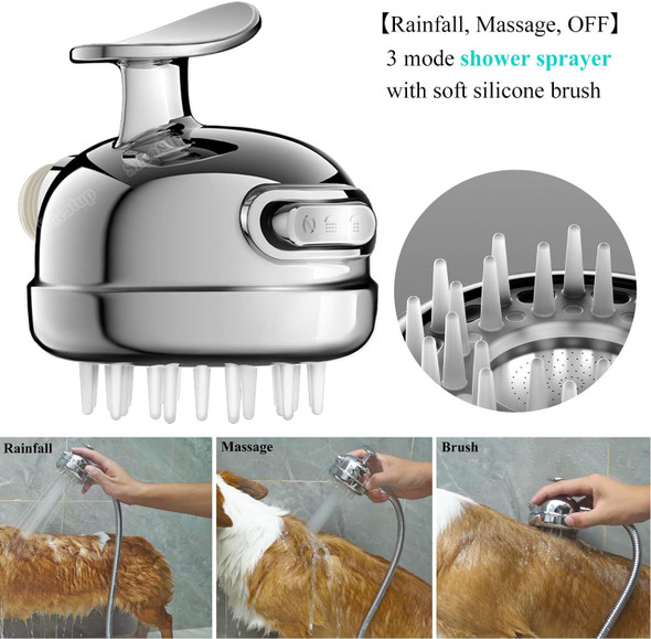 Pet Shower Set With 8.2Ft Hose For Bathroom Shower Arm (Suction Holder)