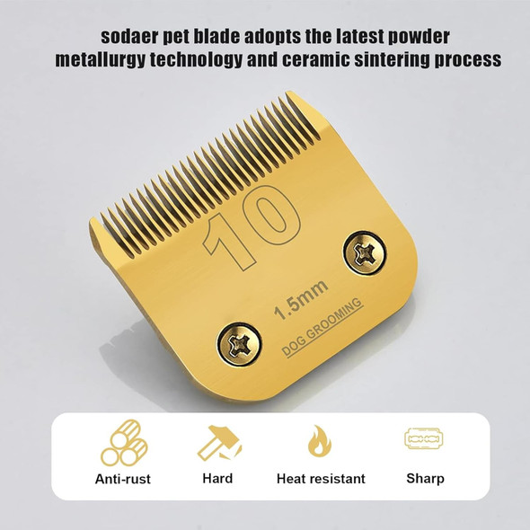 10/15/30/40Blade Dog Grooming Detachable Ceramic Blade Compatible With Andis Hair Clipperscut Length 1/16 1.5Mm, 3/64 1.2Mm，1/50 0.5Mm，1/100 0.25Mm(Gold)