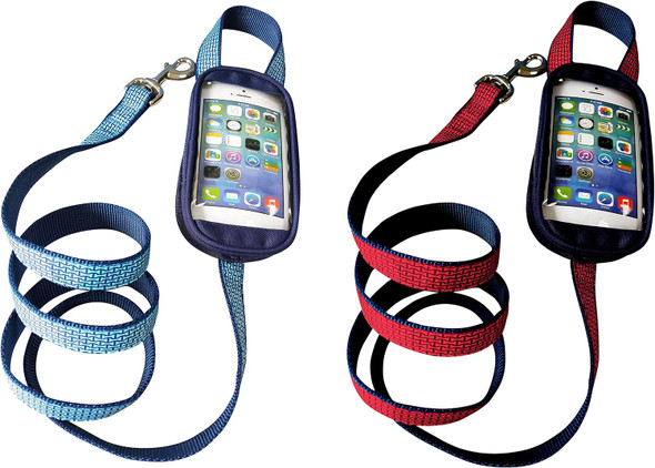 Soggy Doggy No-Pockets Leash - Dog Leash With Waterproof Touch Screen Phone Holder - Suitable For Medium To Large Dogs Red 60