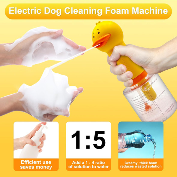 Electric Dog Cleaning Foam Machine Sprayer,Rechargable Soap Dispenser For Dog 1200Mah Ultra Long Standby, 350Ml Capacity, Ipx7 Waterproof, Deep Cleaning Pet Fur,For Bathroom & Kitchen
