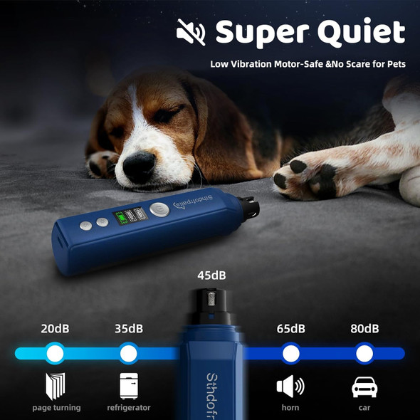Dog Nail Grinder, Super Quiet Led Light 2 Speeds Lcd Display Electric Rechargeable Pet Nail Trimmers Clipper Painless Paws Grooming & Smoothing Tool For Small Medium Large Dogs Cats