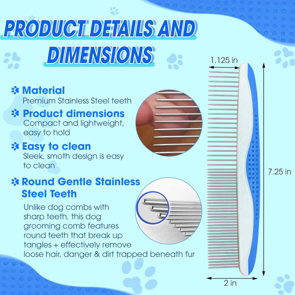 Dog Comb To Remove Tangles And Knots, Cat Comb With Stainless Steel Teeth And Non-Slip Handle, Dog Combs For Grooming Matting For Long Haired Dog, Cat And Other Pets. (Style 1)