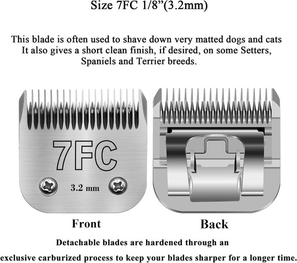 7Fc Clipper Blades Pet Grooming Clipper Replacement Blades Compatible With Andis, Oster A5, Wahl Km-10 Series Clippers, Made Of Carbon Steel Blade & Stainless Steel Blade