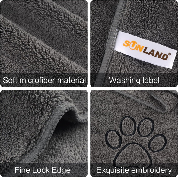 Sunland Dog Towel Super Soft Dog Drying Towel Ultra Absorbent Dog Bath Towel With Embroidered Paw Print