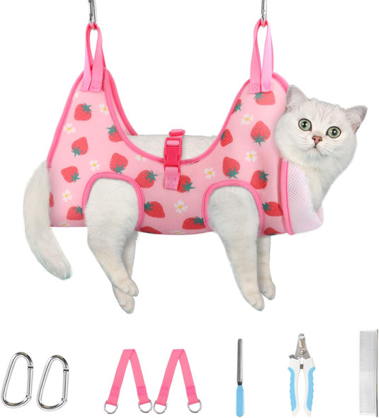 Supet Cat Grooming Hammock Harness For Cats Dogs, Relaxation Cat Nail Clipper Hammock, Cat Hammock For Nail Trimming For Grooming, Dog Grooming Helper For Cat Sling For Nail Trimming