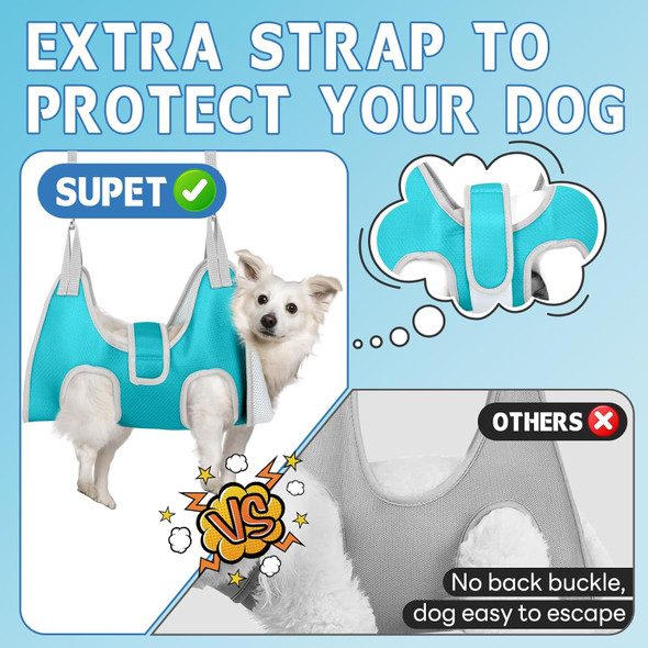 Supet Dog Grooming Hammock Harness For Cats Dogs, Relaxation Pet Restraint & Small Animal Leashes Sling Helper Nail Trimming Clipping