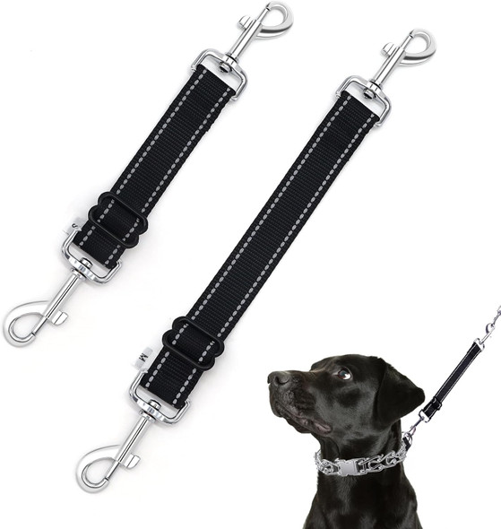 Supet 2 Pcs Dog Collar Safety Clip, Adjustable Prong Collar Dog Collar Backup Clasps Reflective, Double Ended Metal Connectors For Dog Collars For Dog Harnesses & Leashes