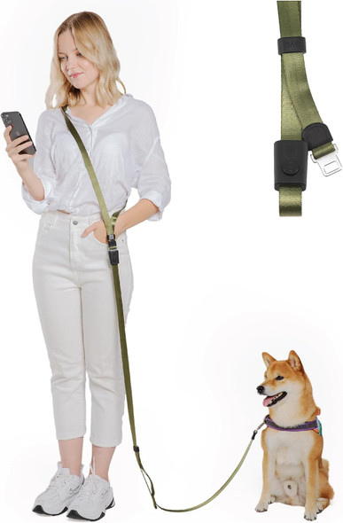 Svd.Pet 4-In-1 Hands Dog Leash, Versatile Crossbody Dog Leash With Easy Release Buckle, Easy Adjust Waist Dog Leash To Fit Your Body And Waist For Walking, And Running Your Dog (Army Green)