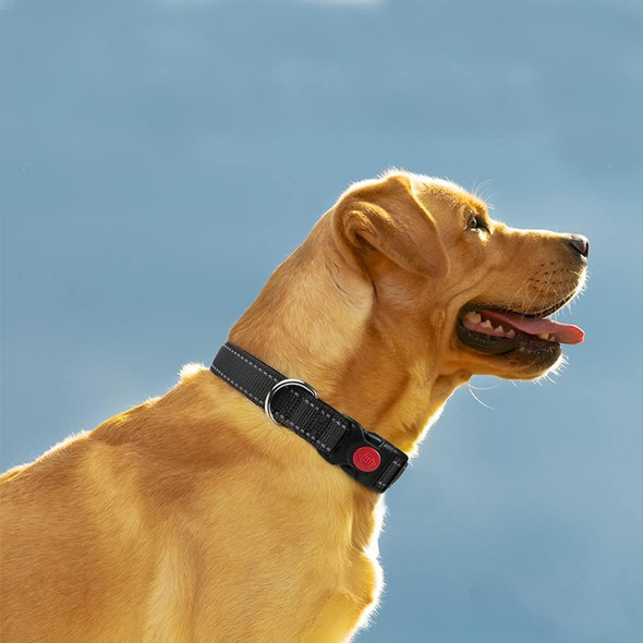 Taglory Reflective Dog Collar With Safety Locking Buckle, Adjustable Nylon Pet Collars For Extra Large Dogs Female Male, Black, Xl