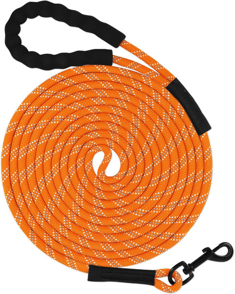 Taglory Long Dog Leash, Training Leash 15Ft 30Ft 50Ft 66Ft, Recall Leash With Comfortable Padded Handle For Large Medium Small Dogs Walking, Camping, Orange 66Ft