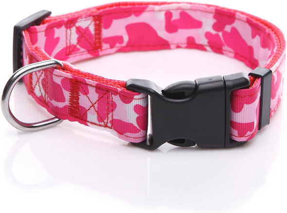 Taida Dog Collar, Nylon Camouflage Adjustable Collar, 1 Inch Wide, For Large Medium Dog (Red)