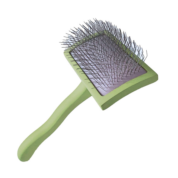 Dog Slicker Brush For Goldendoodle Labradoodle Poodle, Professional Gromming Dematting Slicker Brush, Soft Long Stainless Steel Pins, Coat Slicker Brush For Dematting, Green, Large - [Taiqiang]