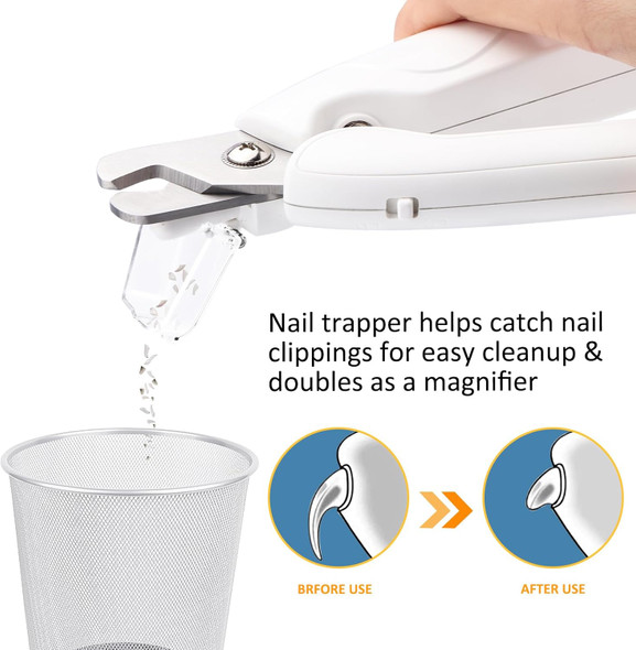 Texsens 2-In-1 Dog Nail Trimmer And Grinder - With 2 Led Lights & Nail Collection Cap - Pet Toenail Clippers For Small Medium Large Dogs/Cats - Painless Electric Grooming Tool For Perfect Paws (White)