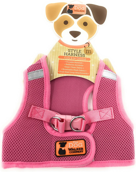 The Dog Walker Medium Style Harness Pink