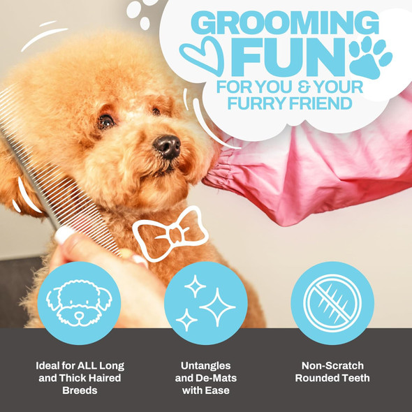 Doodle Comb For Grooming, Metal Dog Comb For Goldendoodle - Metal Comb For Dogs Doodles - Dog Comb For Goldendoodles, Poodle Comb, Finishing Comb - Grooming Comb For Doodles