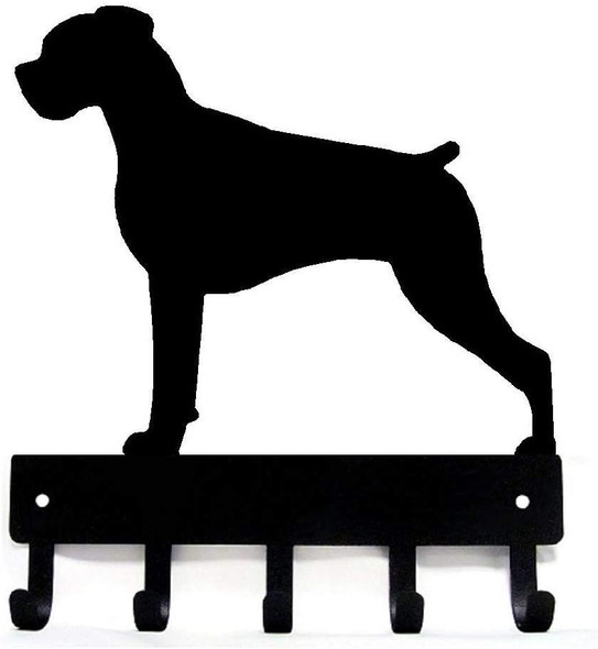 Boxer (Natural Ears) Key Holder Hanger - Small 6 Inch Wide With 5 Hooks - Made In Usa