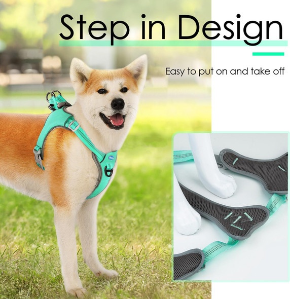 Thinkpet No-Pull Harness, Escape Proof Step-In Reflective Dog Vest Adjustable Breathable Halter Harness With Back/Front Clip For Better Control
