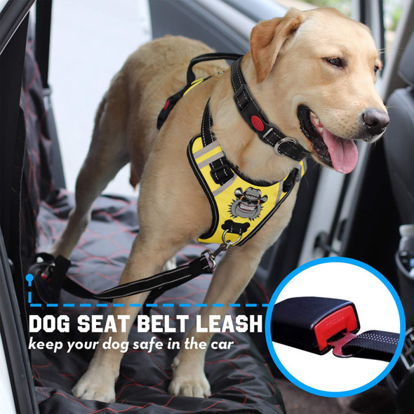 Tianyao Dog Harness No-Pull Dog Vest Set Reflective Adjustable Oxford Material Pet Harness For Medium Large Dogs With Leash And Collar (Large(Chest:25-35), Yellow)