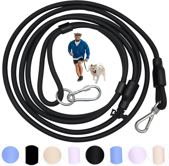 Hands Dog Leash Crossbody, 9-In-1 No Pull Dog Harness And Leash Set, Adjustable Waterproof Waist Leash For Dog Walking Running Hiking Jogging (3.8'-8', Large, Matt Black)