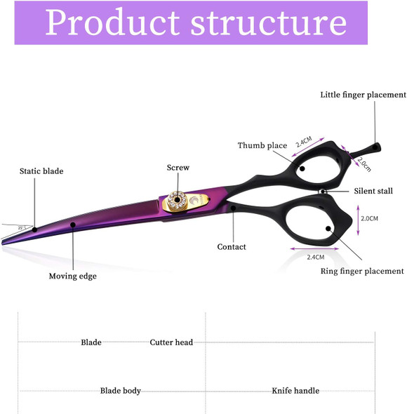 Dog Grooming Scissors Curved Pet Grooming Shears Thinning Shear Hair Cutting Scissor For Pets Hair Trimming 440C Japanese Steel Balde Scissor For Dogs And Cats Down -Curved
