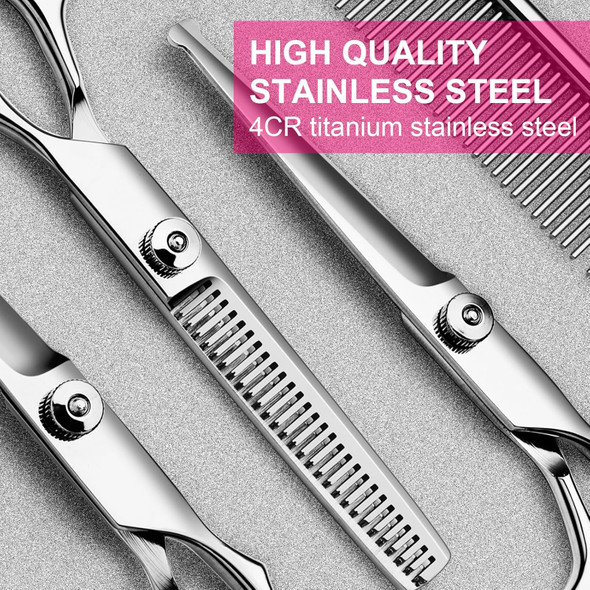 5 In1 Dog Grooming Scissors Kit, Professional Dog Scissors For Grooming With Safety Round Tips, Titanium Coated Grooming Scissors Kit For Dogs Cat Pet At Home