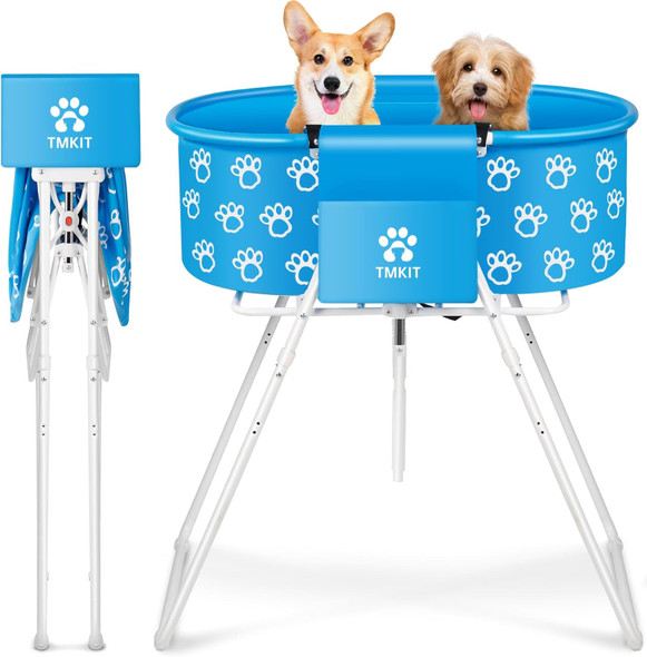 Dog Bathtub For Dogs, Elevated Professional Dog Bath Tub For Pet Bathing Shower And Grooming, Portable Foldable With Safety Lock Pets Washing Station For Small, Medium, Large Pet Dog Cats