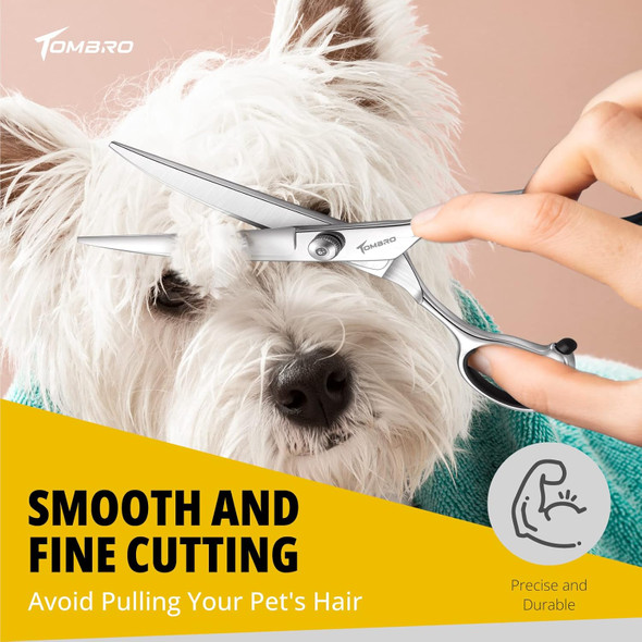 7.0 Curved Dog Grooming Scissors Professional Curved Scissors For Pets 6Cr Stainless Steel Pet Grooming Scissors With Safe Round Tips,Pets Grooming Shears With Offset Handle (Down-Curved)