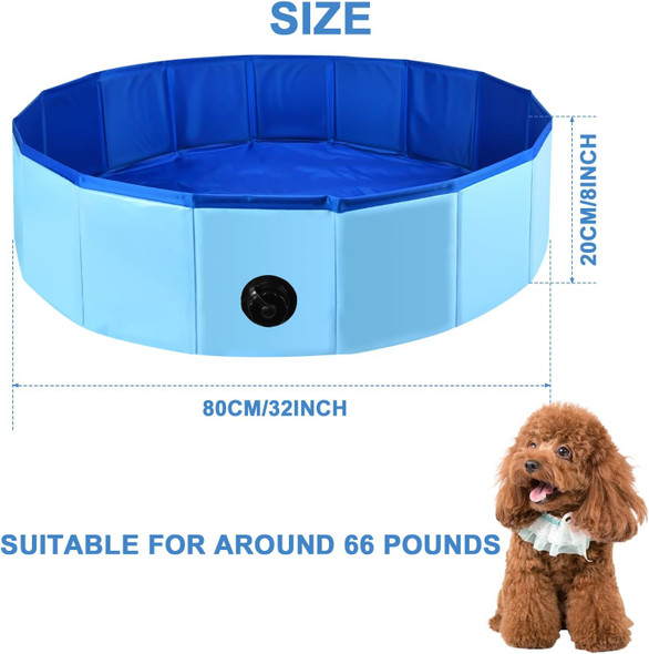 Foldable Dog Pool, Portable Dog Bathtub, Plastic Dog Pool Bathing Tub, Pvc Dog Pet Swimming Pool Indoor Sand Pit Collapsible Ball Pit For Small Dogs Cats Used (32'' X 8')