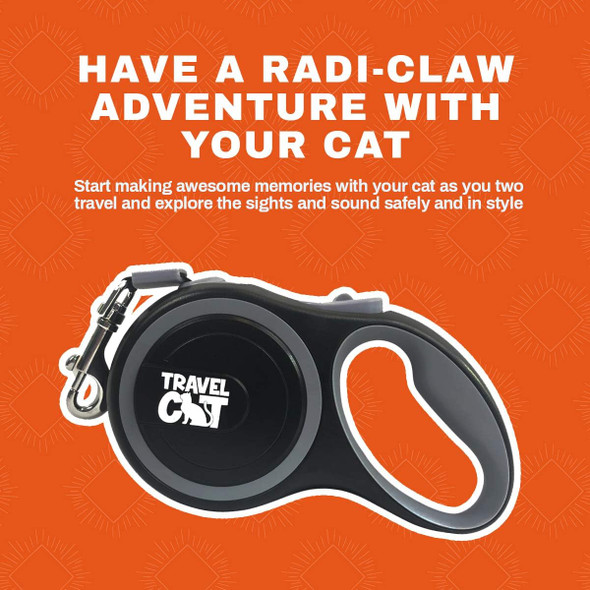 Travel Cat Retractable Leash - Black Expandable Leash With 10 Ft Long Strong Tape, Release/Lock Button And Anti-Slip Handle For Small, Medium, Large Cats - Light Pet Leash For Walking, Training