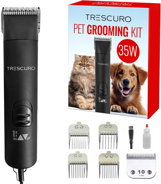 Premium Dog Clippers For Grooming High-Performance 2-Speed Corded Shears For Thick Coats & Matted Hair Quiet Dog Grooming Kit