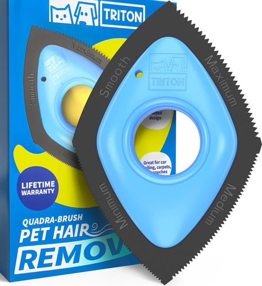 Triton Quadra-Brush Pet Hair Removal Tool For Car - Dog Hair Remover For Car Interior - Essential Car Detailing Kit, Interior Cleaner And Carpet Hair Removal Tool - Car Cleaning Supplies, Couch