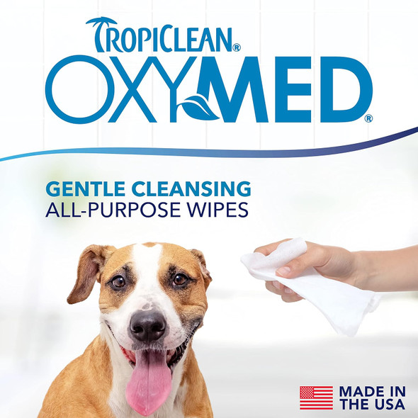 Tropiclean Oxymed Soothing Allover Cat & Dog Wipes For Paws And Butt Anti Itch Relief For Dogs & Cats 50 Count