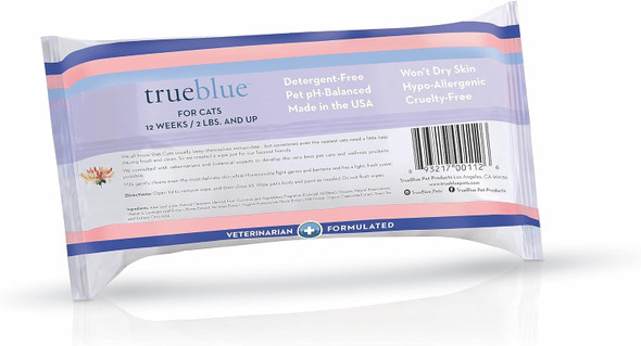 Trueblue Milk & Honeysuckle Fresh Fur Cat Cleaning Wipes - Pre-Moistened Cleansing Pads For Cleaning Dirty Paws, Coats, Cats, Kittens – Extra Large – 8”X7” – 100 Count