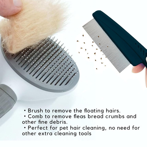 Pet Grooming Brush For Shedding And Grooming Removes Loose Undercoat, Mats And Tangled Hair-Comb For Grooming Long Haired & Short Haired Dogs, Cats, Rabbits, & More (Grey Dog Brush +Lice Comb)