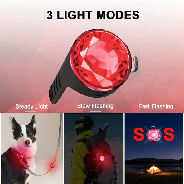 2-Pack Rechargeable Dog Collar Light For Nighttime, Tubasion d Multi-Use Dog Light With 100% Waterproof, Durable Silicone Band. Dog Lights For Night Walking, Camping, Bike(Red)