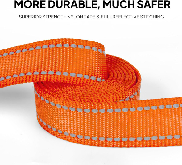 Twoear 6Ft Dog Leashes For Large Dogs Heavy Duty, Comfortable Soft Padded Handle, Reflective Nylon Dog Leash For Small Medium And Large Dogs,Orange