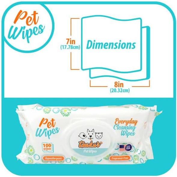 Pet Wipes For Dogs And Cats Hypoallergenic Natural Products For Cleansing From Nose To Tail 100 Count 8X7In Wipes Perfect For Grooming And Cleaning Made In The Usa Fragance-
