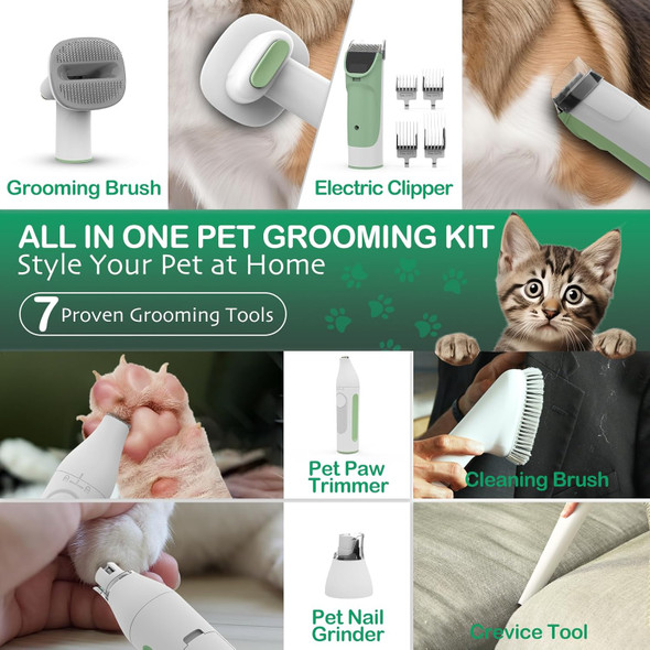 Pet Grooming Kit, Dog Grooming Vacuum, Dog Clipper, 2.5L Large Capacity 11000Pa Dog Vacuum For Shedding Grooming, 7 Grooming Tools, Pet Grooming Vacuum For Dogs Cats, Home Cleaning Brush, Pg50 Plus
