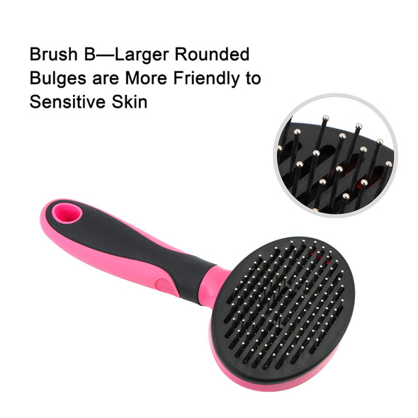 Uhomy Pets Self - Cleaning Slicker Brush Dog Comb Professional Pet Grooming Brush For Small, Medium & Large Dogs And Cats Regular Brushing For Sensitive Skin Remove Loose Fur Mats And Tangles, Brush B