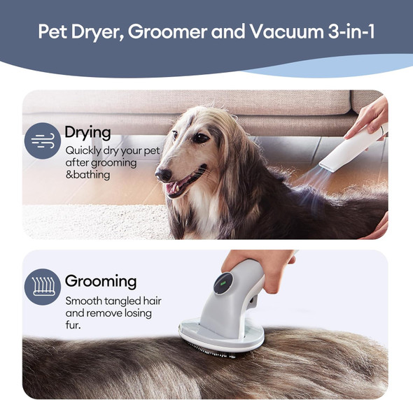 Ultenic Dog Grooming Vacuum & Pet Hair Dryer Combo For Shedding Grooming, 6 In1 Pet Vacuum Grooming Kit With 2L Dust Cup, Works For Dogs And Cats