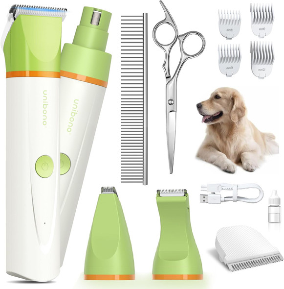 Dog Grooming Clippers Kit With Stainless Steel Scissors And Comb, All-In-One Low Noise Slient Electric Clippers Rechargeable Cordless Small Paw Foot Trimmer Quiet Pet Shaver For Dogs Cats At Home