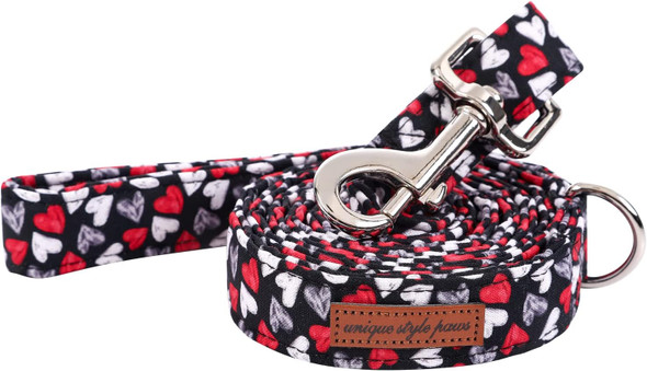 Unique Style Paws Durabel Dog Leash Matching Collar Valentine'S Day Gothic Style Soft And Comfy Handle For Dogs And Cats-S