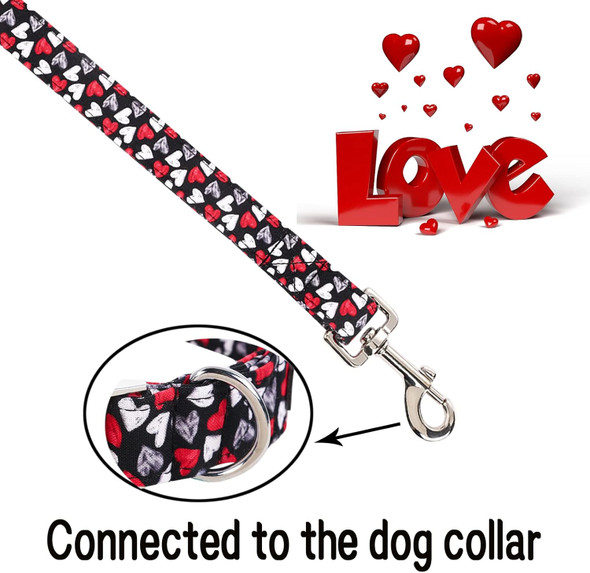 Unique Style Paws Durabel Dog Leash Matching Collar Valentine'S Day Gothic Style Soft And Comfy Handle For Dogs And Cats-S